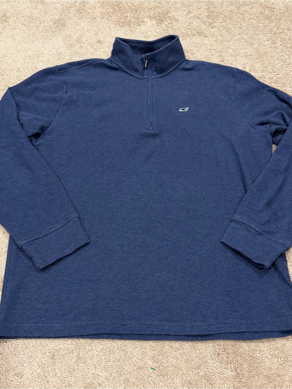 Vineyard Vines Mens Blue 1/4 Zip Pullover Sweater Whale Logo Large
